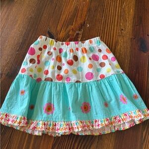 Girls' Turquoise Multi-Color Tiered Polka Dot Skirt